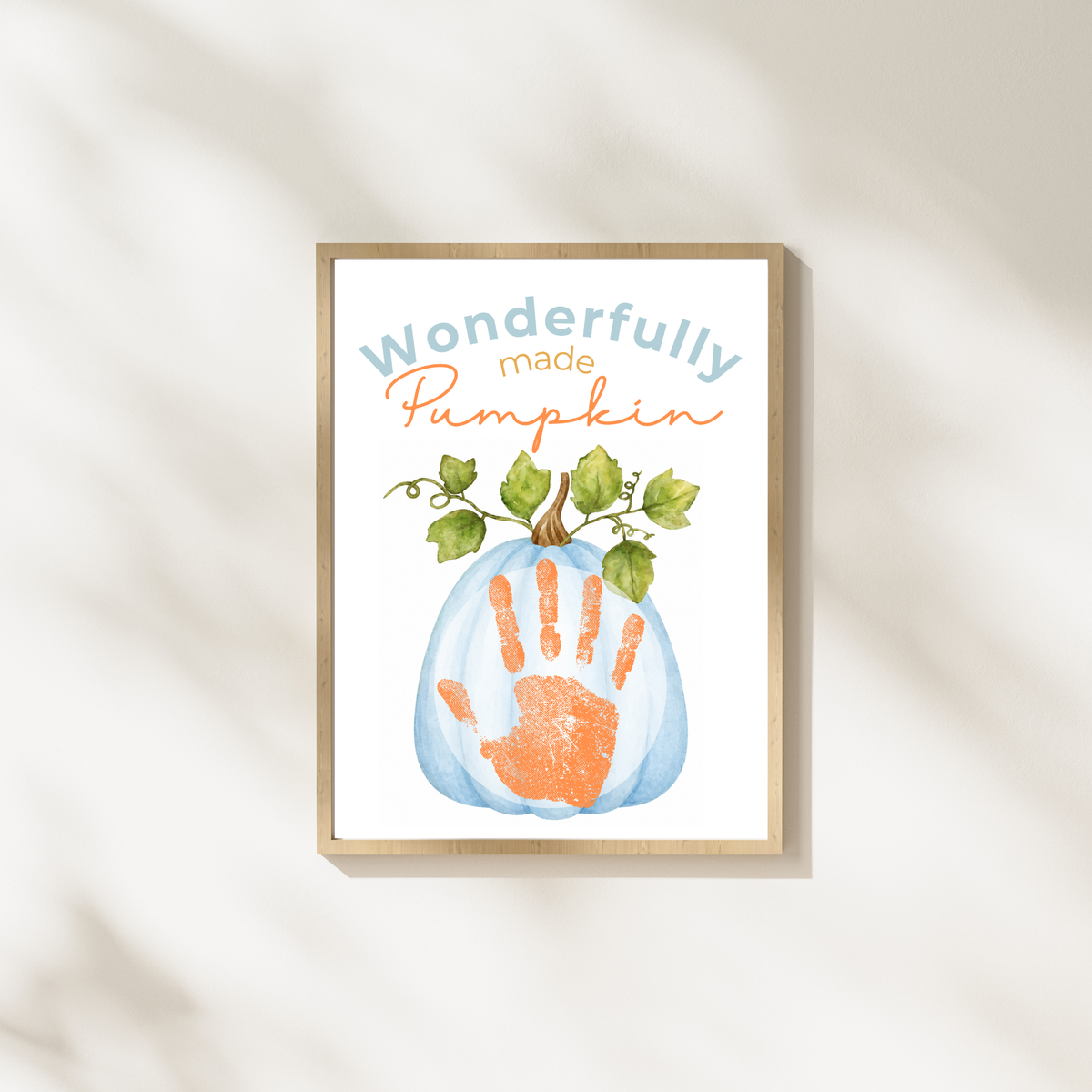 Blue Pumpkin Handprint Craft Printable | Wonderfully Made Pumpkin Keepsake | Fall Handprint Activity for Kids | Preschool Autumn Craft | Digital Download