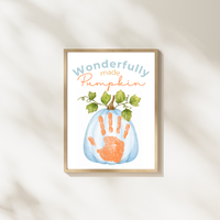 Blue Pumpkin Handprint Craft Printable | Wonderfully Made Pumpkin Keepsake | Fall Handprint Activity for Kids | Preschool Autumn Craft | Digital Download