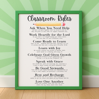 Christian Classroom Rules Poster | Faith-Based Behavior Expectations Chart | Bible Verse Classroom Wall Art | Homeschool Christian Decor