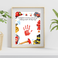 Firefighter Handprint Craft for Kids | Community Helpers Printable | Preschool Fire Safety Activity