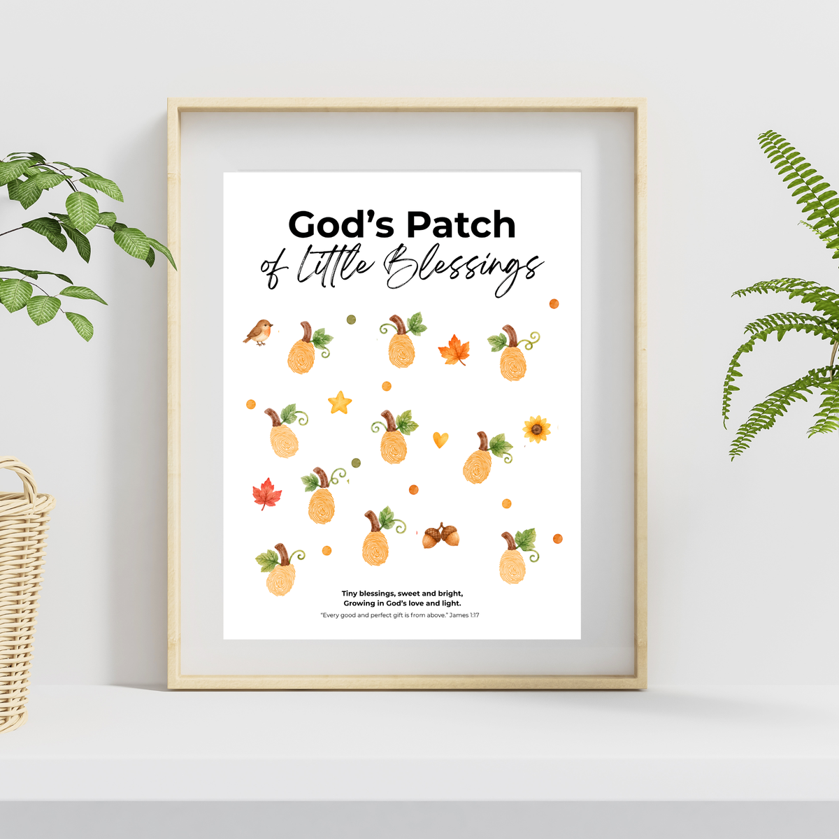 God’s Patch of Little Blessings Fingerprint Pumpkin Craft | Christian Fall Printable for Kids