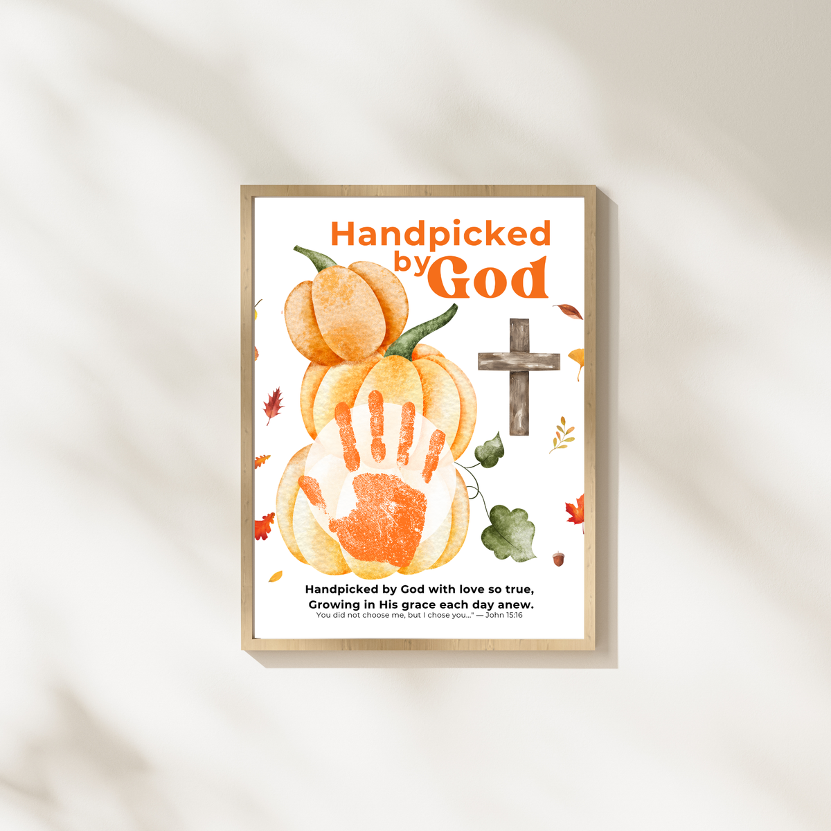 Handpicked by God Pumpkin Handprint Craft | Christian Thanksgiving Printable | Fall Harvest Keepsake