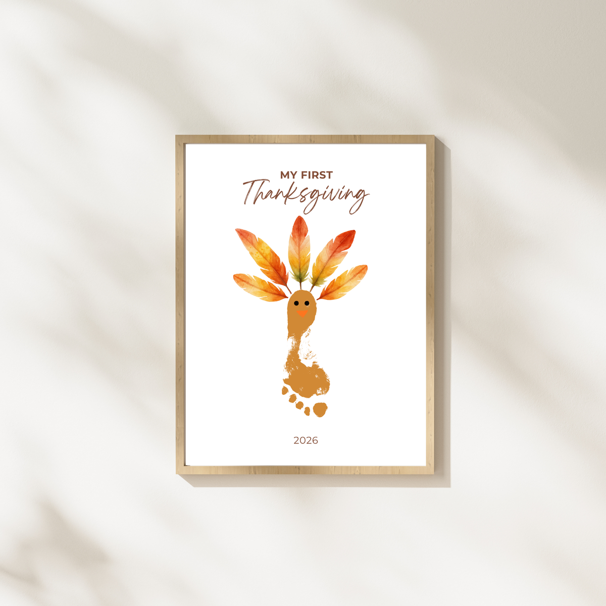 My First Thanksgiving Footprint Craft Printable | Baby Turkey Footprint Keepsake | Thanksgiving Baby Craft | Infant Toddler Thanksgiving Memory
