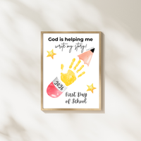 God Is Helping Me Write My Story First Day of School Pencil Handprint Craft | Christian Back to School Printable | Preschool Kindergarten Keepsake PDF