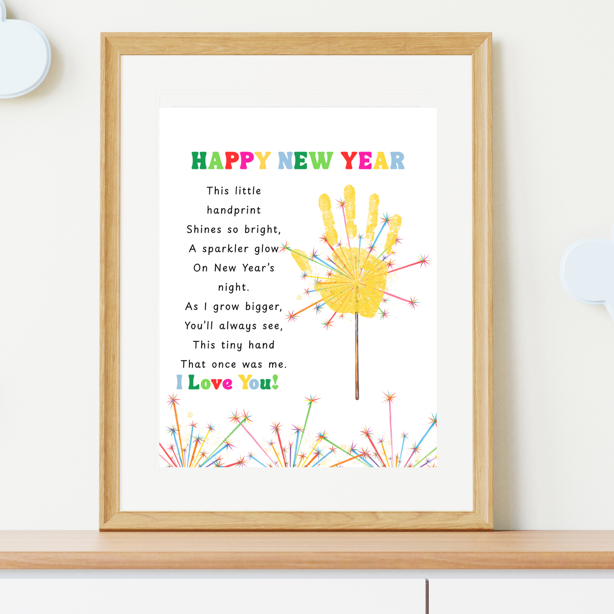 Happy New Year Sparkler Poem Handprint & Fingerprint Craft | New Year's Printable | Preschool New Year Keepsake | Kindergarten 2027 Activity