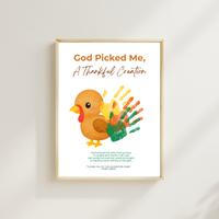 God Picked Me, A Thankful Creation Handprint Craft Printable | Christian Thanksgiving Activity | Preschool Turkey Keepsake