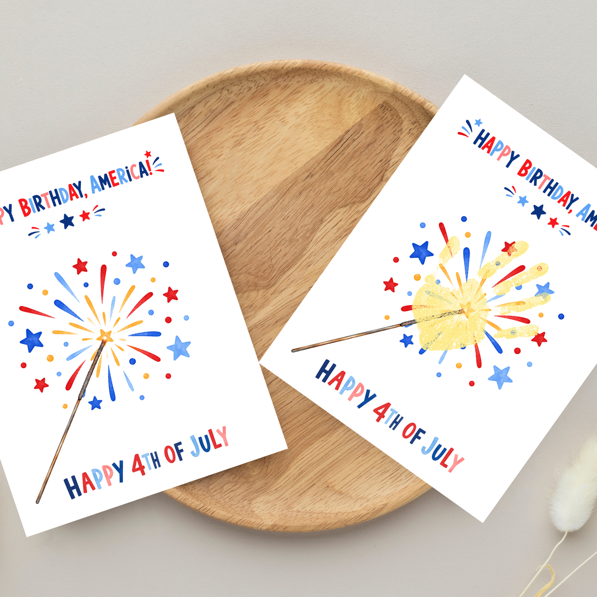 4th of July Handprint Craft for Kids | Patriotic Preschool & Kindergarten Activity | Happy Birthday America Printable