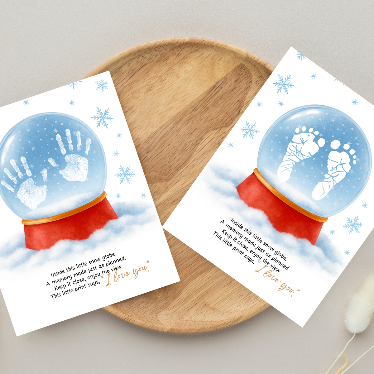 Snow Globe Handprint & Footprint Craft | Winter Keepsake Printable | Preschool Handprint Activity | Baby Footprint Memory Craft