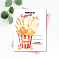 National Popcorn Day Handprint Craft for Kids | Preschool Fine Motor Printable Activity