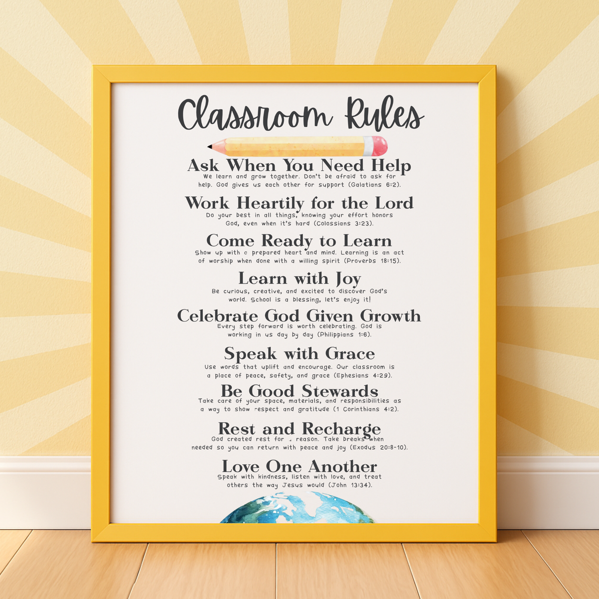 Christian Classroom Rules Printable Poster Set | Bible Classroom Decor | Christian School Rules | Sunday School Wall Art | Homeschool Classroom Poster