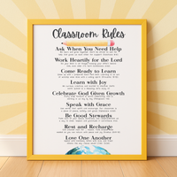Christian Classroom Rules Printable Poster Set | Bible Classroom Decor | Christian School Rules | Sunday School Wall Art | Homeschool Classroom Poster