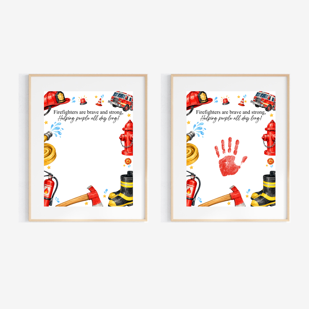 Firefighter Handprint Craft for Kids | Community Helpers Printable | Preschool Fire Safety Activity