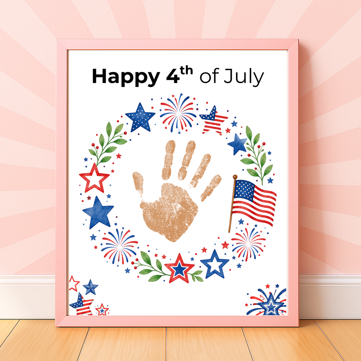 4th of July Handprint Wreath Craft for Kids | Patriotic Preschool & Kindergarten Activity | Independence Day Printable