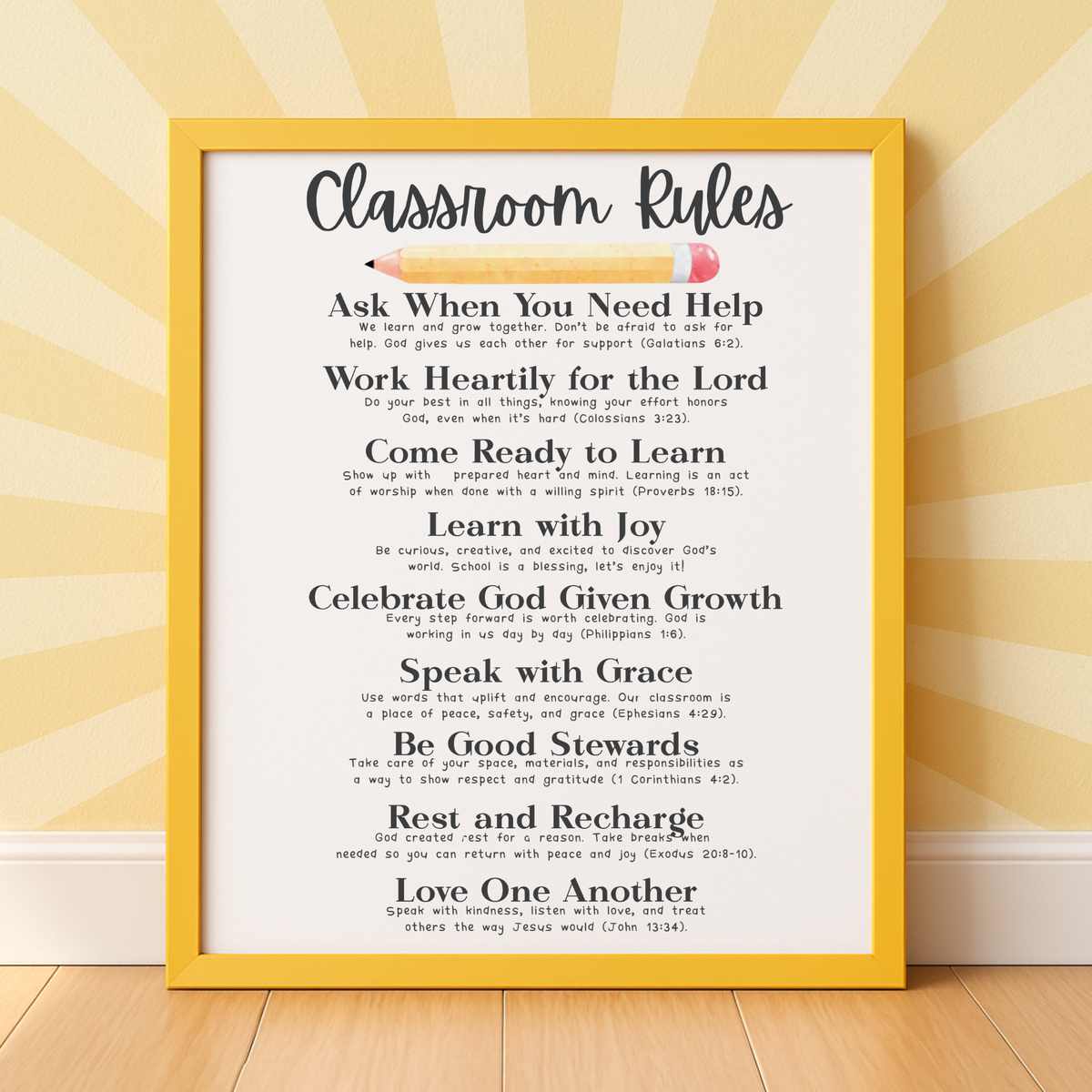Christian Classroom Rules Poster | Faith-Based Behavior Expectations Chart | Bible Verse Classroom Wall Art | Homeschool Christian Decor
