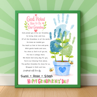 Grandma Grandparents Day Handprint Craft for Kids | God Picked You to Be My Grandma Christian Keepsake