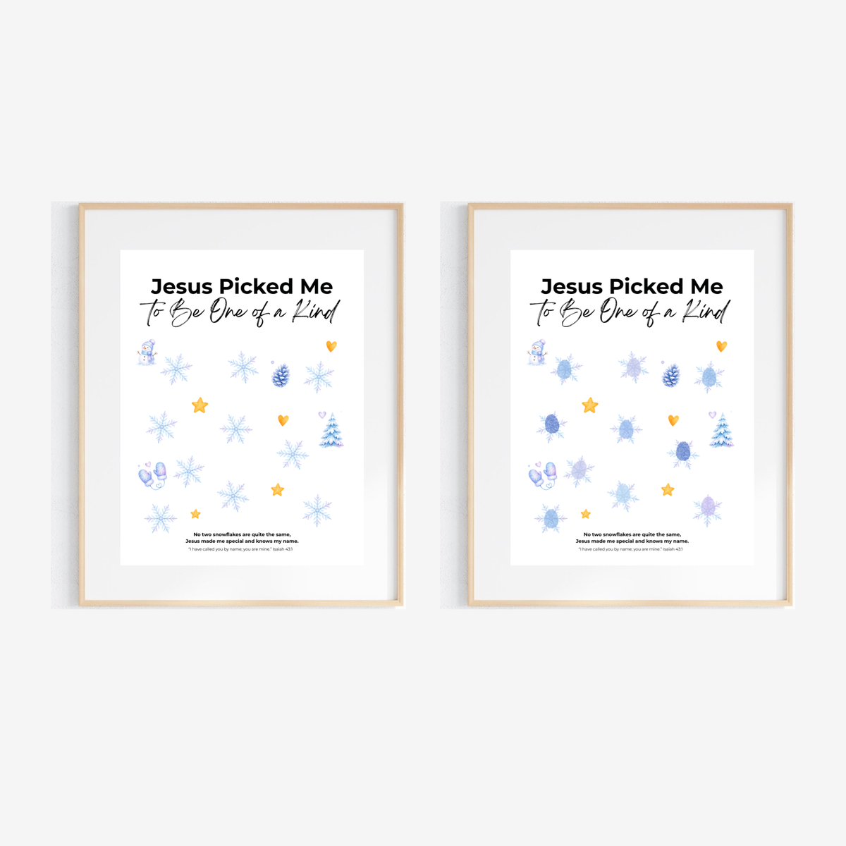 Jesus Picked Me to Be One of a Kind Fingerprint Snowflake Craft | Christian Winter Printable for Kids