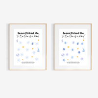 Jesus Picked Me to Be One of a Kind Fingerprint Snowflake Craft | Christian Winter Printable for Kids