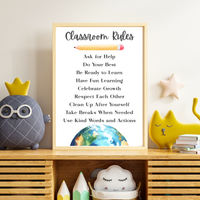 Classroom Rules Printable Poster Set | Preschool Classroom Decor | Classroom Rules Wall Art | Teacher Classroom Poster | Homeschool Classroom Decor