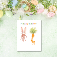 Happy Easter Bunny & Carrot Handprint Keepsake Printable | Easter Memory Art | Spring Kids Activity PDF