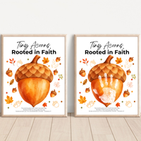 Christian Fall Acorn Handprint Craft for Kids | Tiny Acorns Rooted in Faith Bible Activity