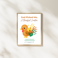God Picked Me, A Thankful Creation Handprint Craft Printable | Christian Thanksgiving Activity | Preschool Turkey Keepsake