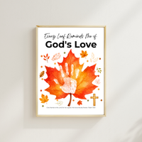 Every Leaf Reminds Me of God's Love Handprint Craft | Christian Fall Handprint Printable | Autumn Bible Keepsake | Preschool Thanksgiving Faith Activity