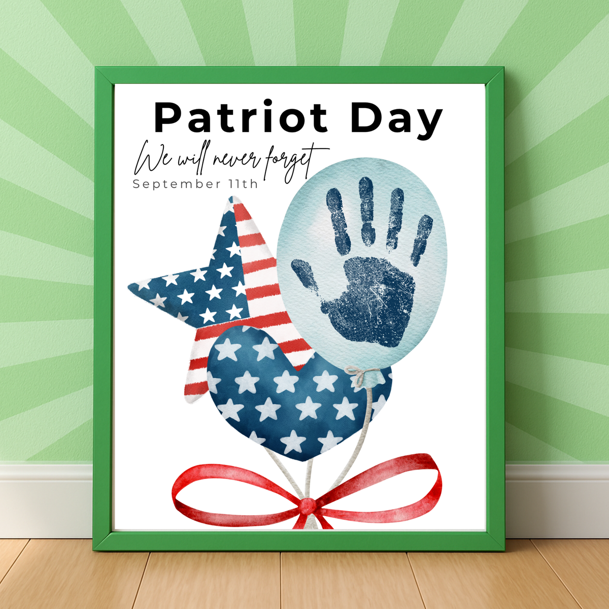 Patriot Day Balloons Handprint Craft for Kids | September 11th Preschool 9/11 Remembrance Activity & Keepsake
