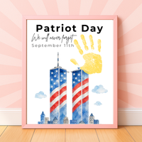 Patriot Day September 11th Handprint Craft Printable | 9/11 Remembrance Keepsake | Twin Towers Handprint Activity | Preschool Patriot Day Craft