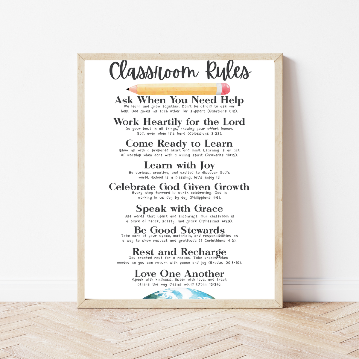 Christian Classroom Rules Printable Poster Set | Bible Classroom Decor | Christian School Rules | Sunday School Wall Art | Homeschool Classroom Poster