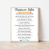 Christian Classroom Rules Printable Poster Set | Bible Classroom Decor | Christian School Rules | Sunday School Wall Art | Homeschool Classroom Poster