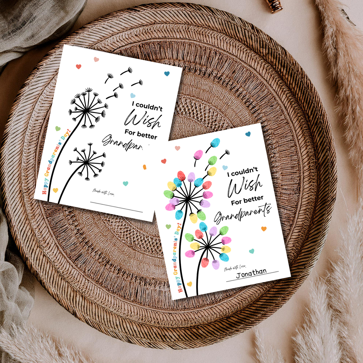 Grandparents Day Fingerprint Craft for Kids | I Couldn’t Wish for Better Grandparents Printable | Dandelion Keepsake