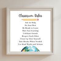 Classroom Rules Printable Poster Set | Preschool Classroom Decor | Classroom Rules Wall Art | Teacher Classroom Poster | Homeschool Classroom Decor