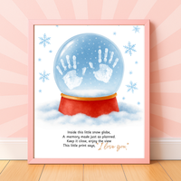 Snow Globe Handprint & Footprint Craft | Winter Keepsake Printable | Preschool Handprint Activity | Baby Footprint Memory Craft