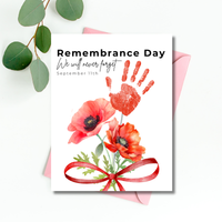 Remembrance Day Handprint Craft for Kids | September 11 Poppy Printable Keepsake | We Will Never Forget
