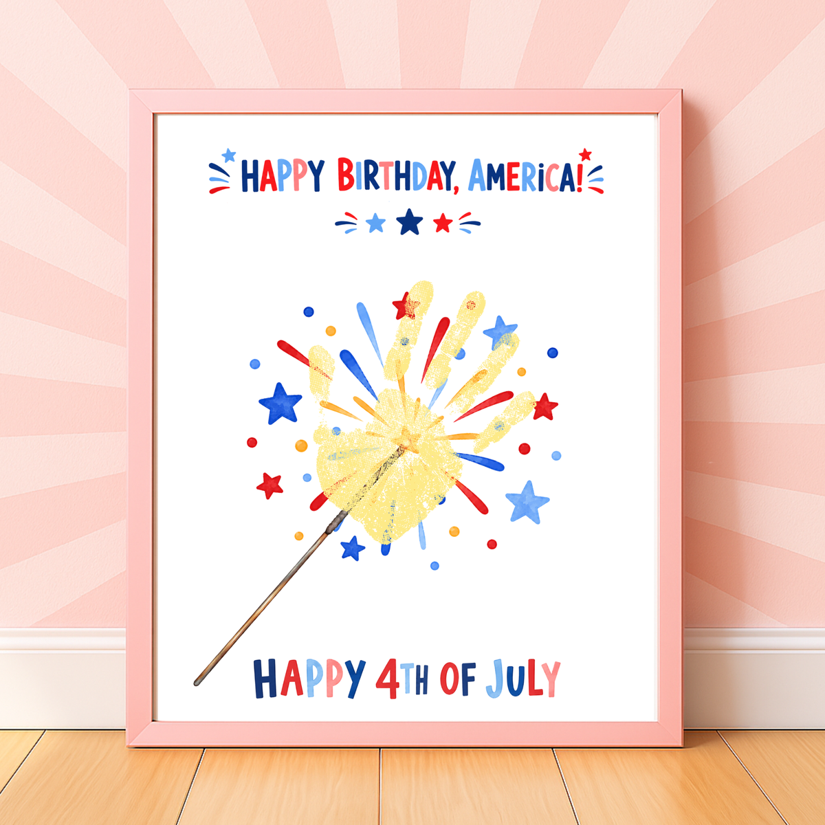 4th of July Handprint Craft for Kids | Patriotic Preschool & Kindergarten Activity | Happy Birthday America Printable
