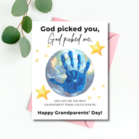 Grandparents Day Handprint Craft Printable | “God Picked You, God Picked Me” Faith-Based Grandparent Keepsake | Kids Christian Art PDF