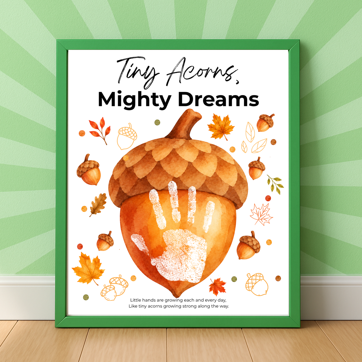 Fall Acorn Handprint Craft for Kids | Tiny Acorns Mighty Dreams Preschool Autumn Activity & Keepsake