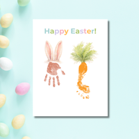 Happy Easter Bunny & Carrot Handprint Keepsake Printable | Easter Memory Art | Spring Kids Activity PDF
