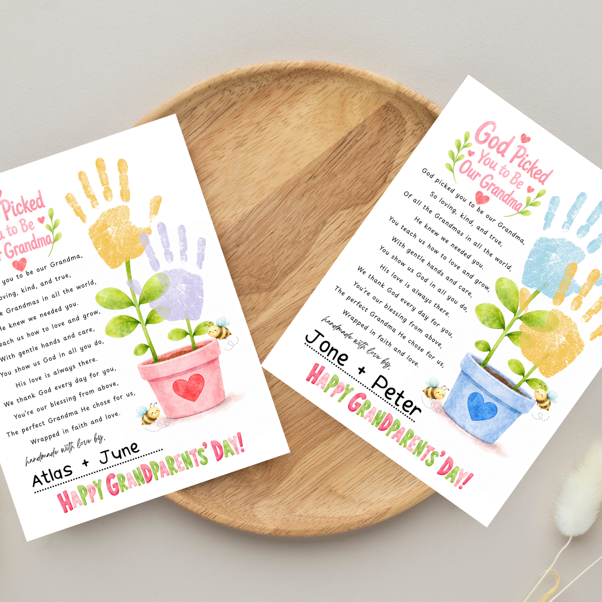 Grandma Grandparents Day Handprint Craft for Kids | God Picked You to Be My Grandma Christian Keepsake