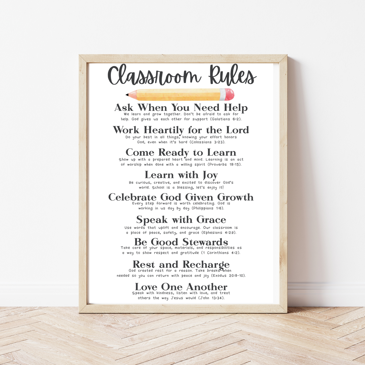 Christian Classroom Rules Poster | Faith-Based Behavior Expectations Chart | Bible Verse Classroom Wall Art | Homeschool Christian Decor