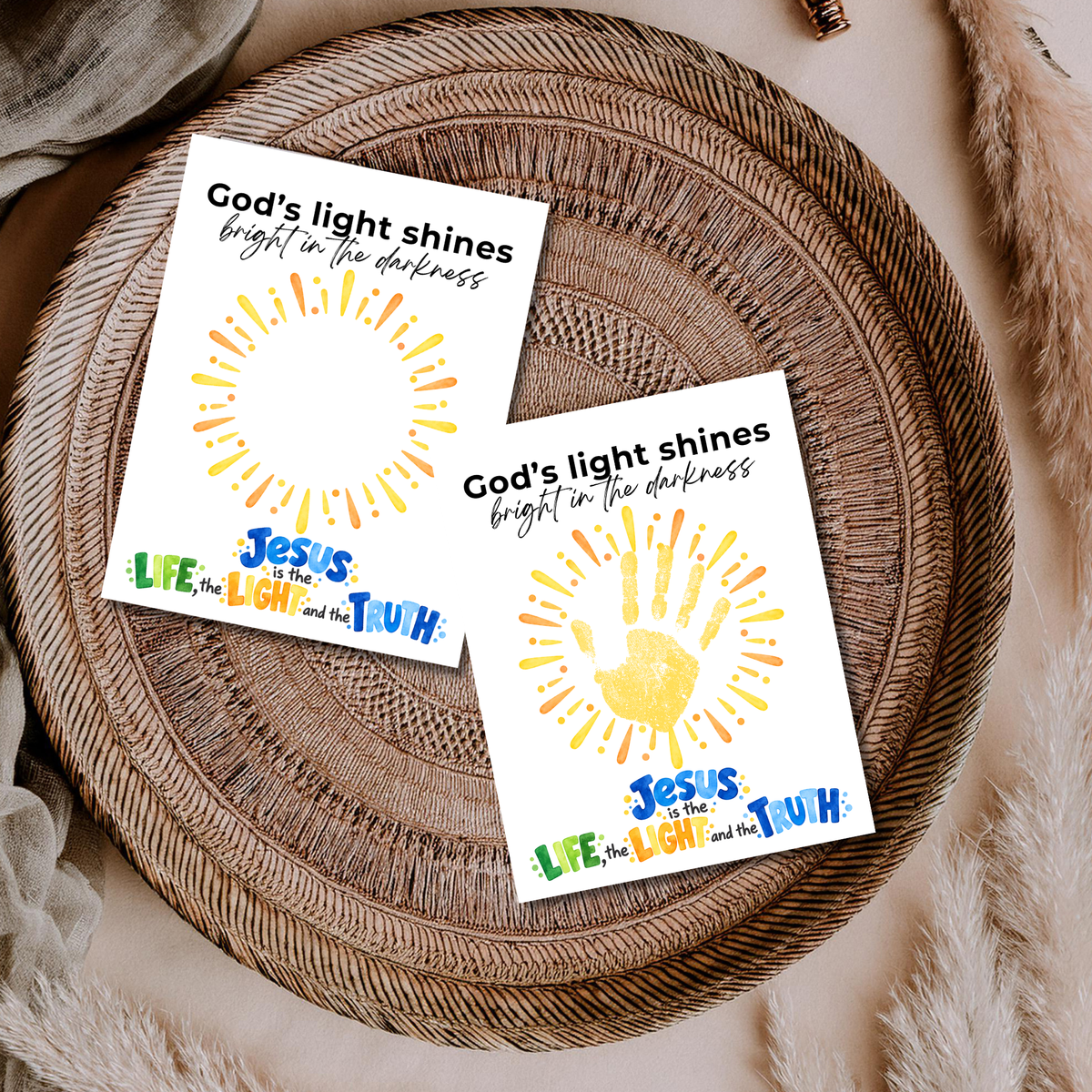 God’s Light Shines Handprint Craft for Kids | Jesus Life Light Truth Christian Printable | Bible Sunday School Activity