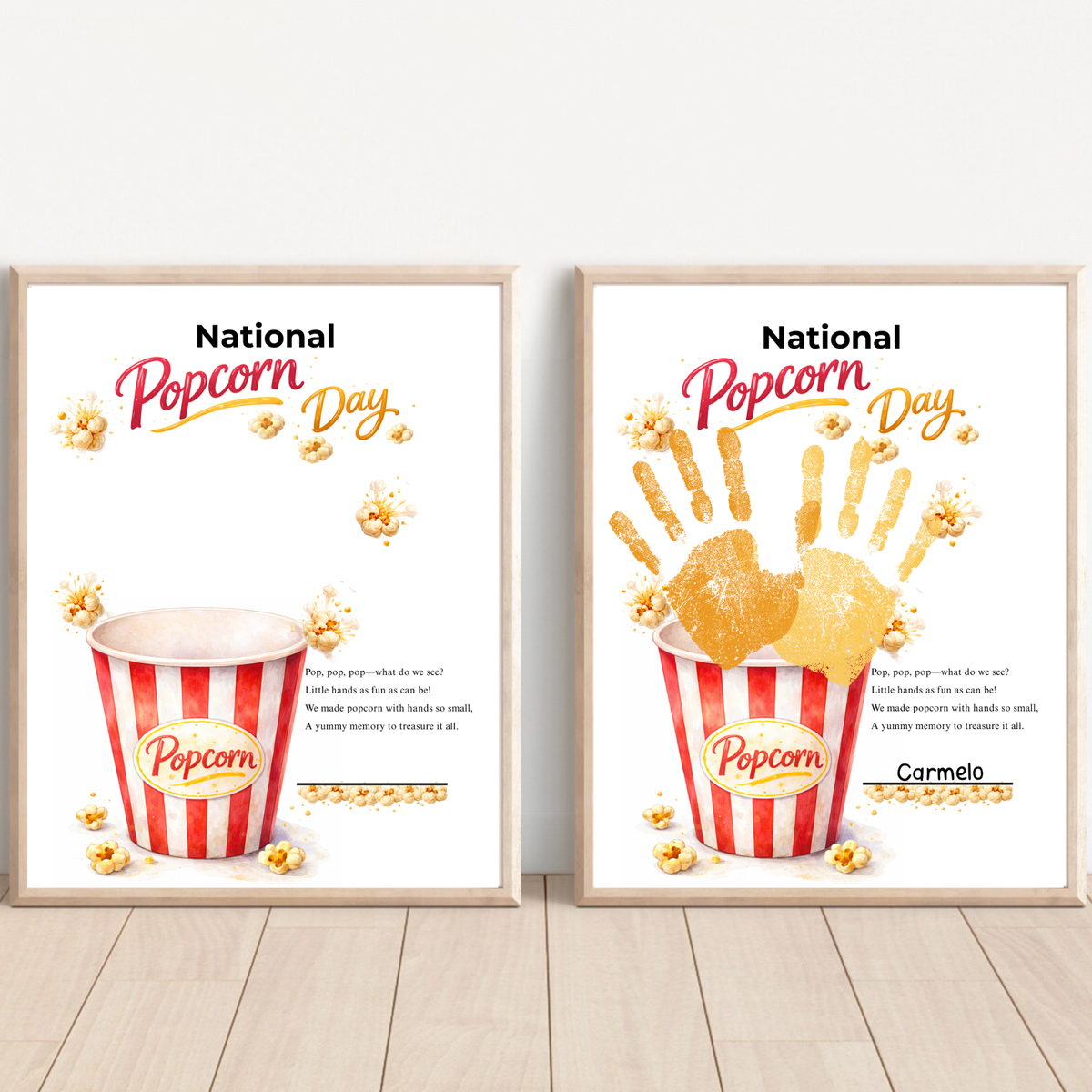 National Popcorn Day Handprint Craft for Kids | Preschool Fine Motor Printable Activity