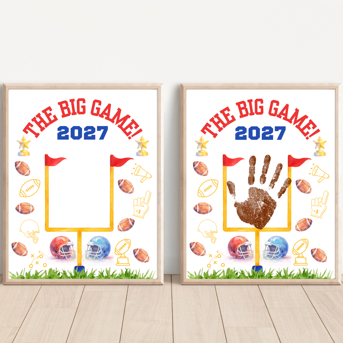 Super Bowl 2027 Handprint Craft for Kids | The Big Game Football Printable | Preschool Sports Keepsake