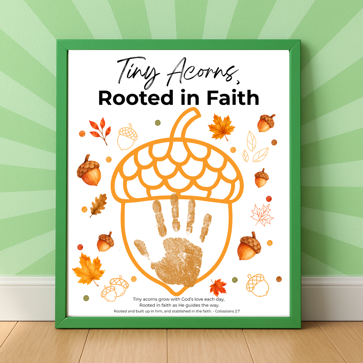 Christian Fall Acorn Fingerprint Craft for Kids | Tiny Acorns Rooted in Faith Bible Fine Motor Activity
