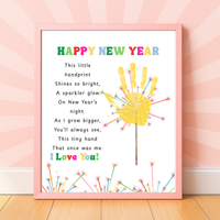 Happy New Year Sparkler Poem Handprint & Fingerprint Craft | New Year's Printable | Preschool New Year Keepsake | Kindergarten 2027 Activity