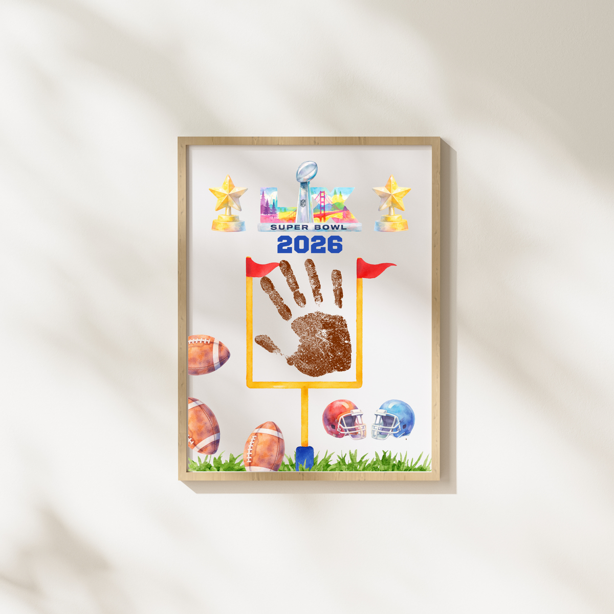 Football Championship 2026 Handprint Craft Printable for Kids | Big Game Keepsake Art | Sports-Themed PDF