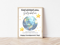 Grandparents Day Handprint Craft Printable | “God Picked You, God Picked Me” Faith-Based Grandparent Keepsake | Kids Christian Art PDF