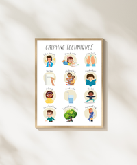 Calming Techniques Poster | Emotional Regulation Chart for Kids | Educational Classroom & Home Wall Art