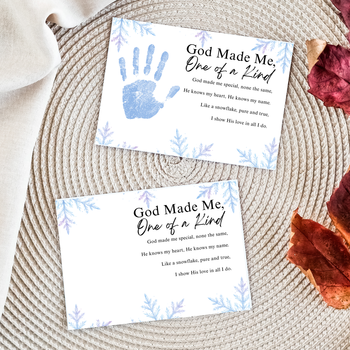 Winter Faith-Based Handprint Craft Printable | “God Made Me One of a Kind” Snowflake Keepsake | Christian Winter Art PDF