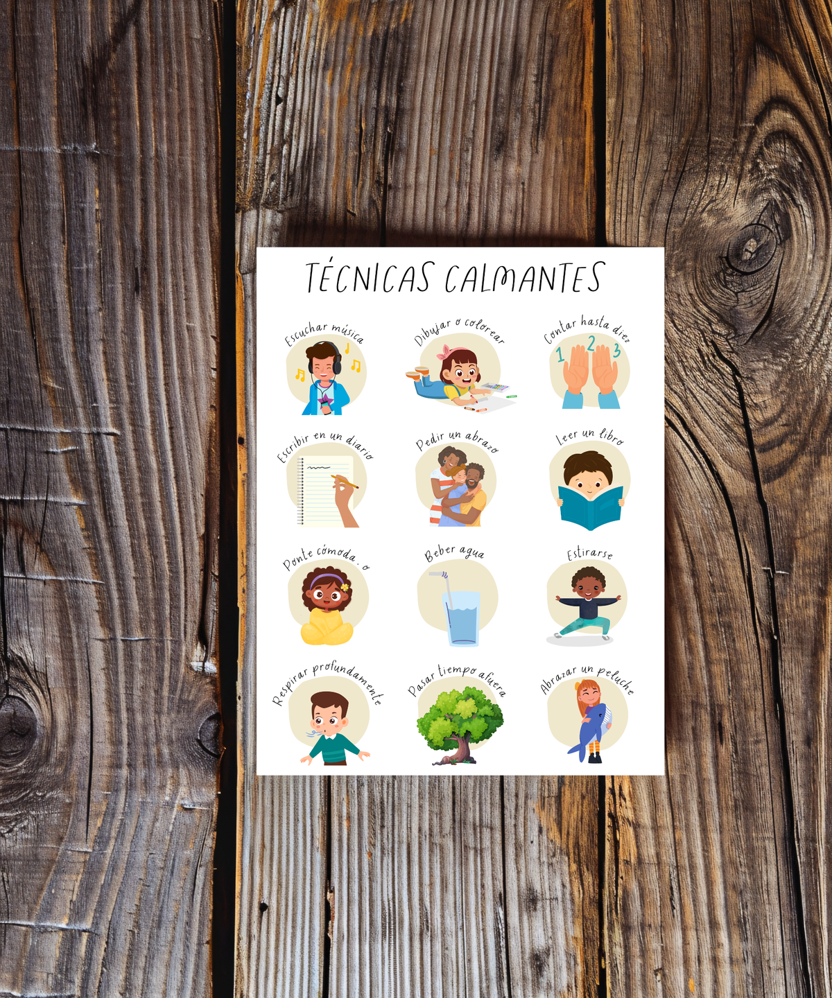 Spanish Calming Techniques Poster | Emotional Regulation Chart for Kids | Educational Classroom & Home Wall Art